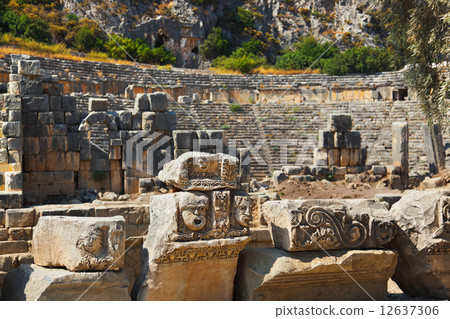 Ancient amphitheater in Myra, Turkey 12637306