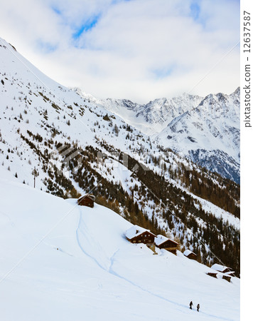 Houses at mountains - ski resort Solden Austria Houses at mountains - ski resort Solden Austria 12637587