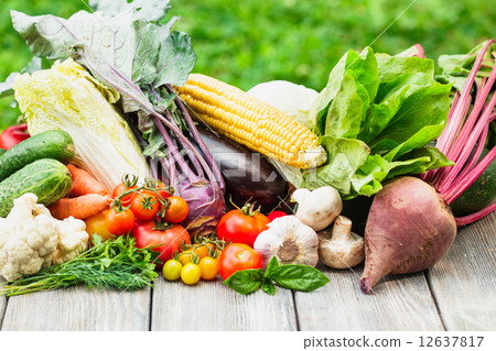 Vegetables on wooden table 12637817
