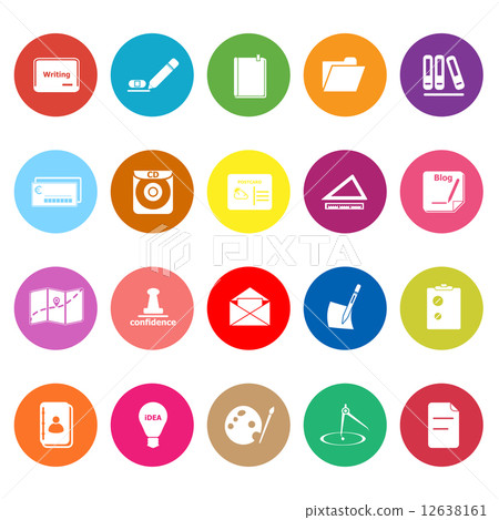 Writing related flat icons on white background 12638161