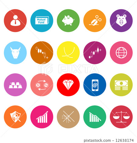 Stock market flat icons on white background - Stock Illustration ...