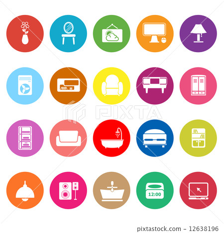 Home furniture flat icons on white background 12638196