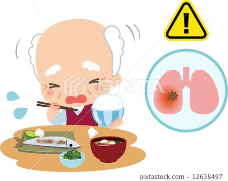 An elderly male and a pneumonia image taken during a meal An elderly male and a pneumonia image taken during a meal 12638497
