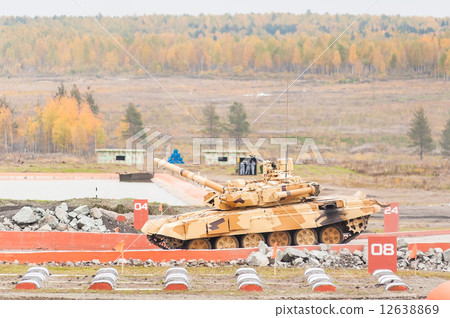 Modernized tank T-90S in action 12638869