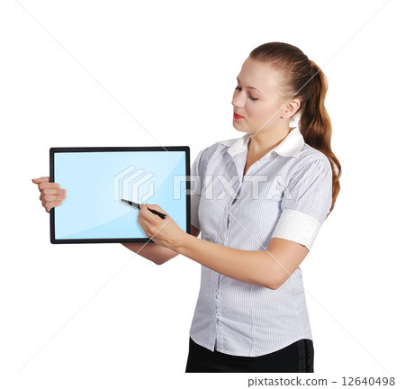 woman with touch pad woman with touch pad 12640498