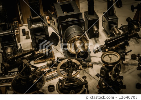Vintage optical devices in a shop Vintage optical devices in a shop 12640703