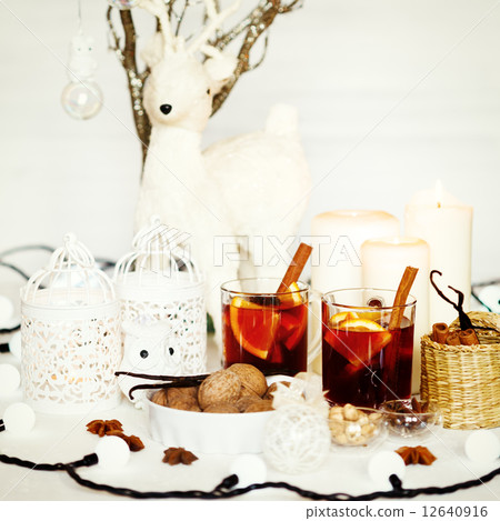 Christmas background with mulled wine 12640916