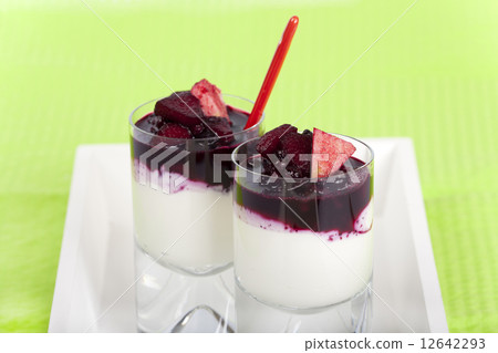 Yogurt and cottage cheese dessert on a tray Yogurt and cottage cheese dessert on a tray 12642293