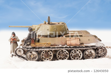 Diorama with old soviet t 34 tank 12643050