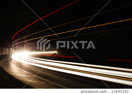 Car light trails in the tunnel. Car light trails in the tunnel. 12643202