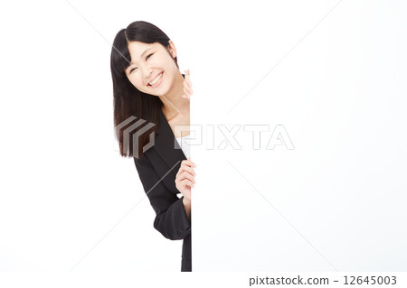 Message board and smiling business woman Message board and smiling business woman 12645003