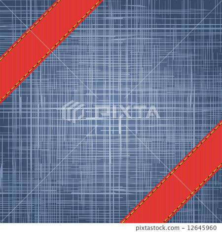 Denim texture with label ribbon. Vector 12645960