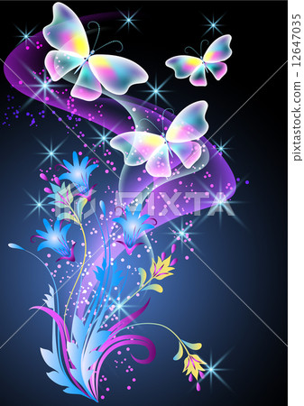 Smoke, flowers and butterfly 12647035
