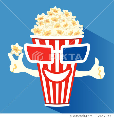 3d glasses put on a box with popcorn 12647037