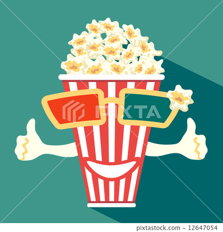 3d glasses put on a box with popcorn 3d glasses put on a box with popcorn 12647054