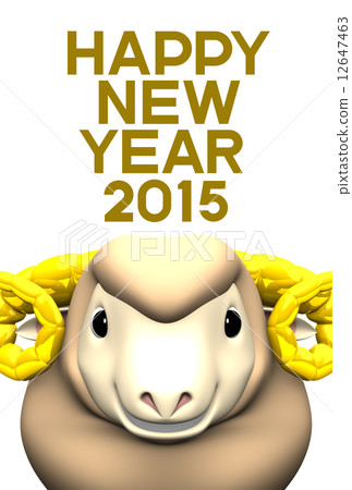new year's card, year of the sheep, 2015 12647463