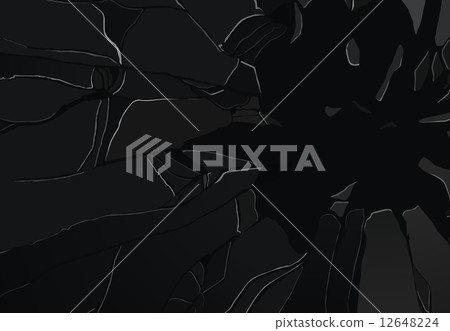 Pieces of demolished or Shattered glass on black 12648224