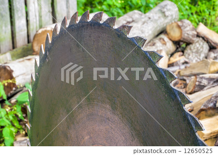 Circular saw at outdoors with the wood around  12650525