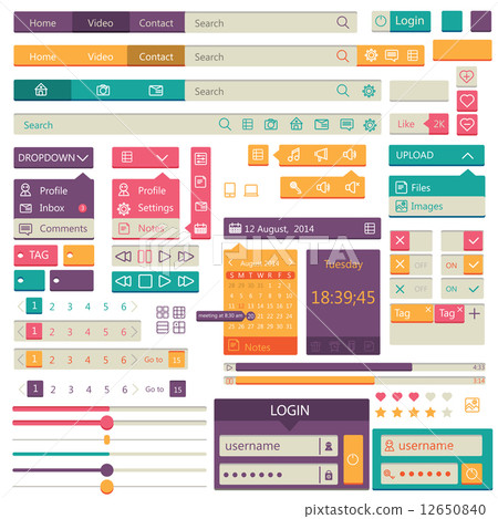 Flat elements design, ui set. Vector - Stock Illustration [12650840 ...