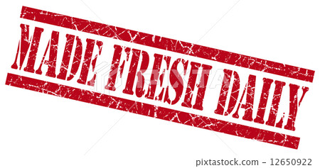 made fresh daily red grungy stamp on white background made fresh daily red grungy stamp on white background 12650922