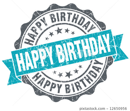 Happy birthday turquoise grunge retro vintage isolated seal Happy birthday turquoise grunge retro vintage isolated seal 12650956