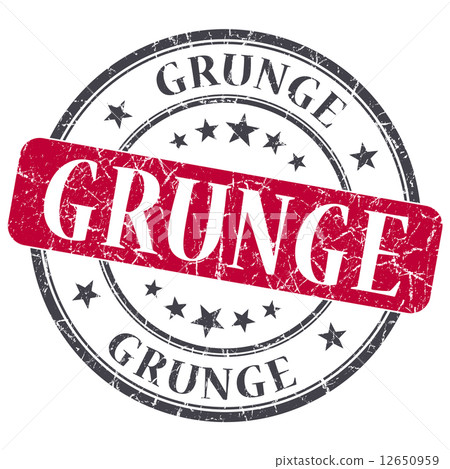 Grunge red round grungy stamp isolated on white background 12650959