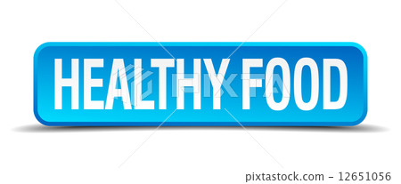 healthy food blue 3d realistic square isolated button healthy food blue 3d realistic square isolated button 12651056