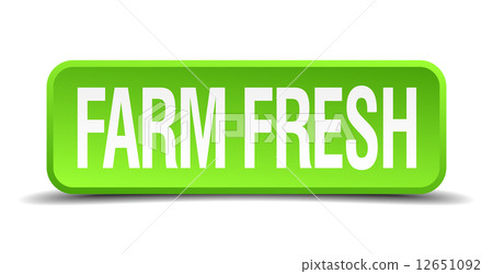 farm fresh green 3d realistic square isolated button 12651092
