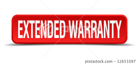 extended warranty red 3d square button isolated on white background extended warranty red 3d square button isolated on white background 12651097