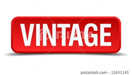 Vintage red 3d square button isolated on white Vintage red 3d square button isolated on white 12651145