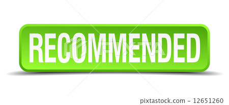 recommended green 3d realistic square isolated button recommended green 3d realistic square isolated button 12651260