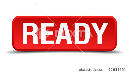 Ready red 3d square button isolated on white Ready red 3d square button isolated on white 12651261