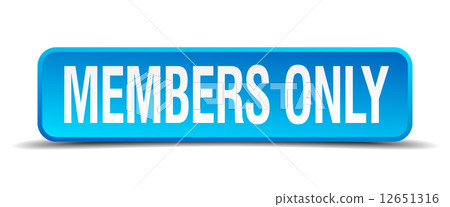 members only blue 3d realistic square isolated button 12651316