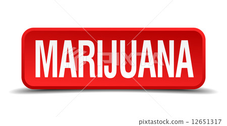 Marijuana red 3d square button isolated on white Marijuana red 3d square button isolated on white 12651317