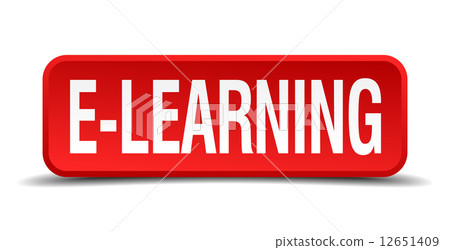 E-learning red 3d square button isolated on white background E-learning red 3d square button isolated on white background 12651409