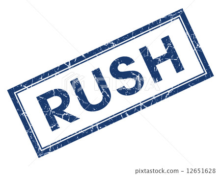 Rush blue square grungy stamp isolated on white background Rush blue square grungy stamp isolated on white background 12651628