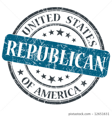 Republican blue round grungy stamp isolated on white background 12651631