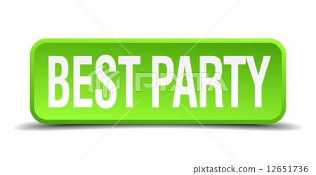 best party green 3d realistic square isolated button 12651736