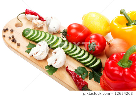 Set fresh vegetables on white background. 12654268