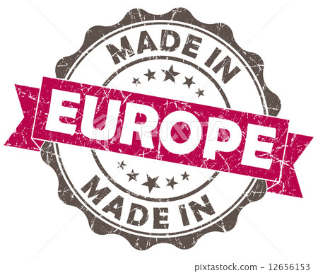 made in europe pink grunge seal isolated on white background 12656153