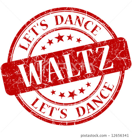 Waltz red vintage grungy isolated round stamp Waltz red vintage grungy isolated round stamp 12656341