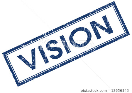 Vision blue square grungy stamp isolated on white background Vision blue square grungy stamp isolated on white background 12656343