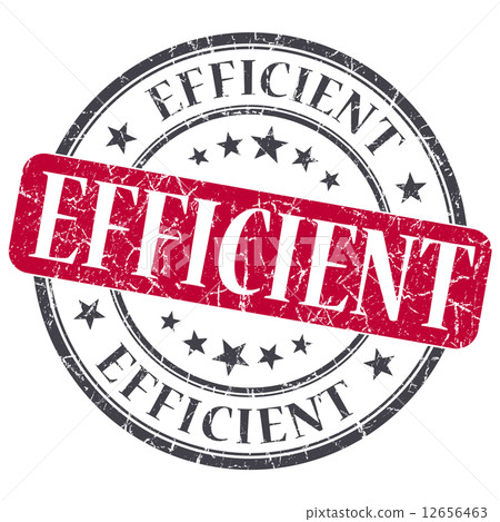 Efficient red grunge round stamp on white background 12656463