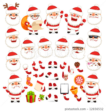 Set of Cartoon Santa Claus for Your Christmas Design or Animation Set of Cartoon Santa Claus for Your Christmas Design or Animation 12656532