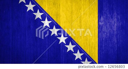 Bosnia and Herzegovina Flag on wood background 12656803