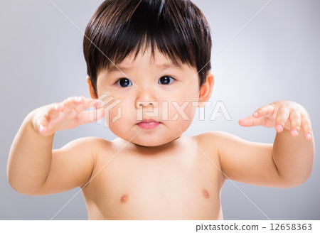 Baby boy hand up Baby boy hand up 12658363