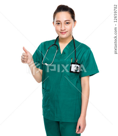 Asian woman doctor with thumb up 12659782