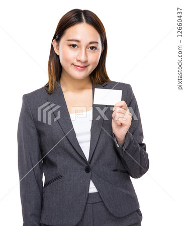 Businesswoman hold with name card Businesswoman hold with name card 12660437