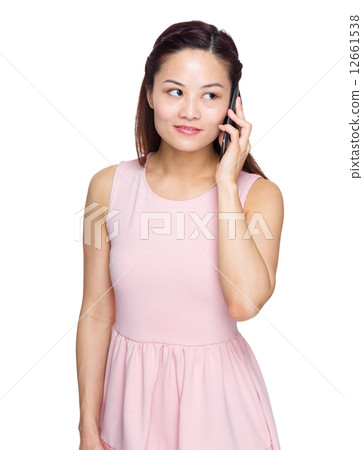 Woman talk to cellphone Woman talk to cellphone 12661538