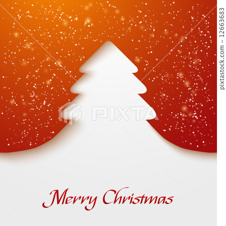 Red abstract christmas tree applique with snow particles 12663683